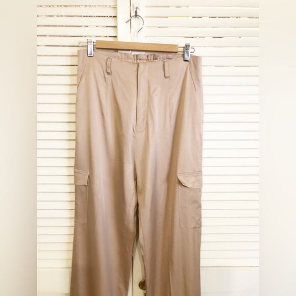 NWOT Elaine Kim Soma Cupro Cuffed Cargo Pant in Champagne Size Medium - Picture 6 of 10